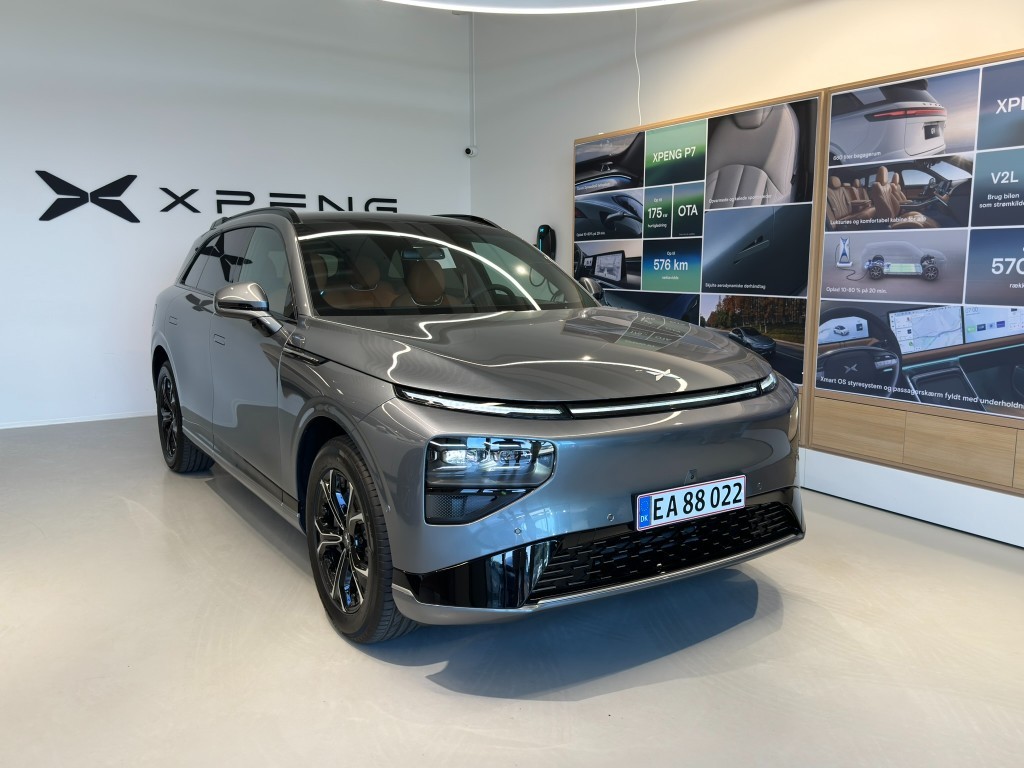 Graphite Gray XPENG G9 at XPENG Hillerød showroom