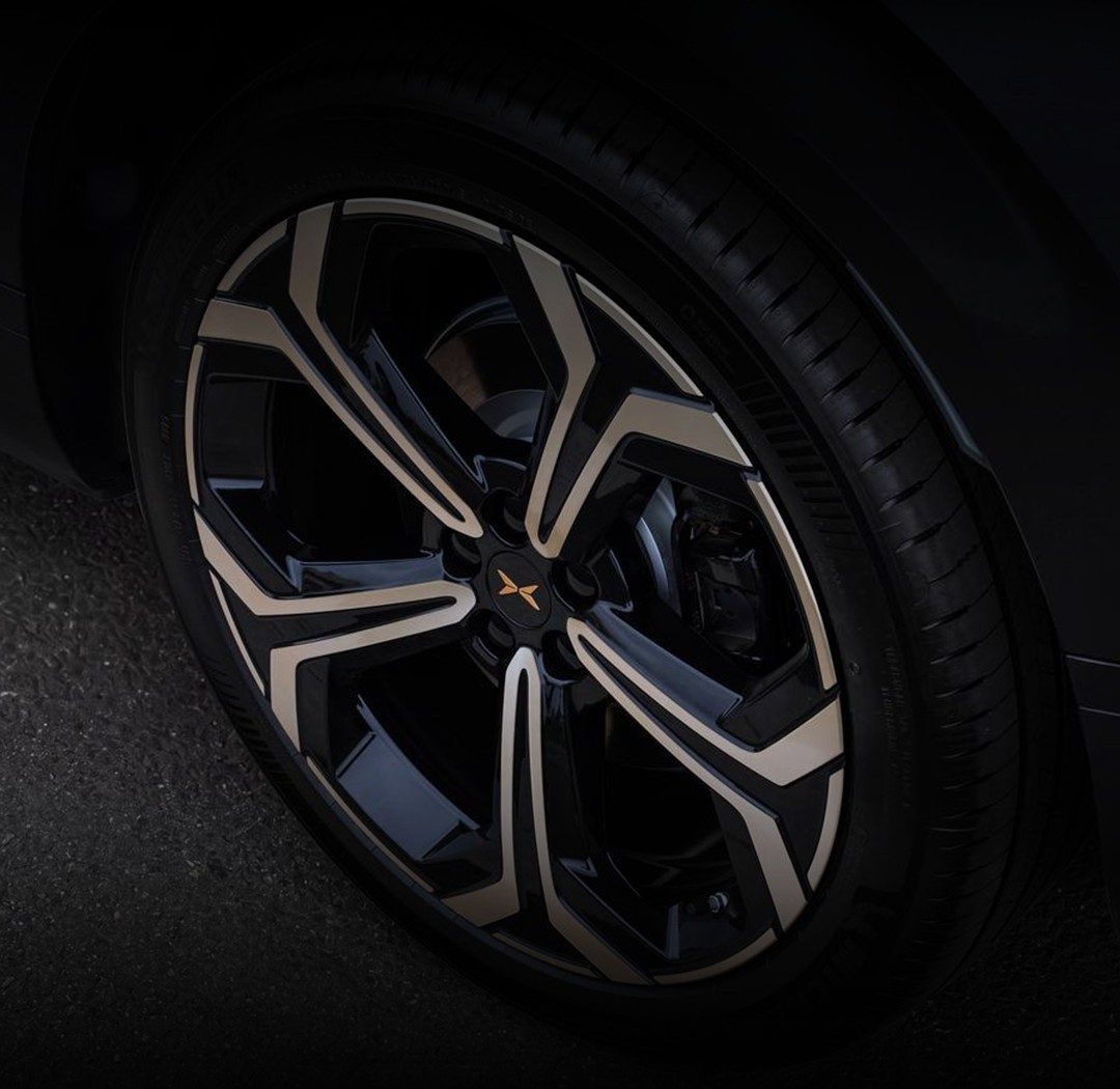 Close-up of the Black Gold Edition 22-inch wheel with Michelin tyre and black caliper