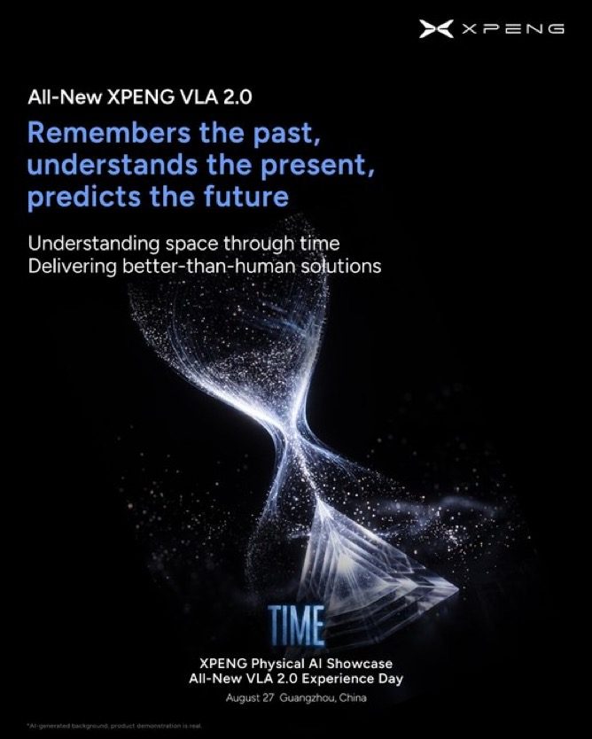 Official TIME poster for XPENG VLA 2.0 - hourglass of light particles