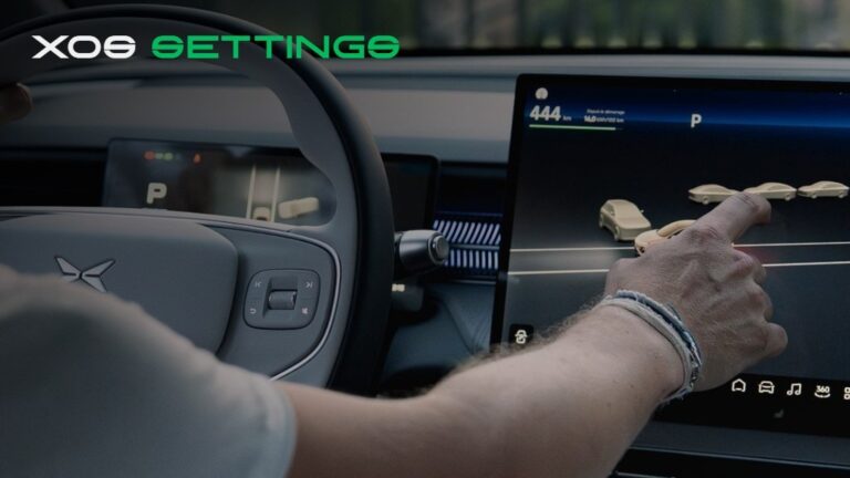 XPENG XOS settings on the infotainment screen while driving