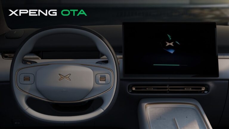 XPENG OTA software update installing on the infotainment screen