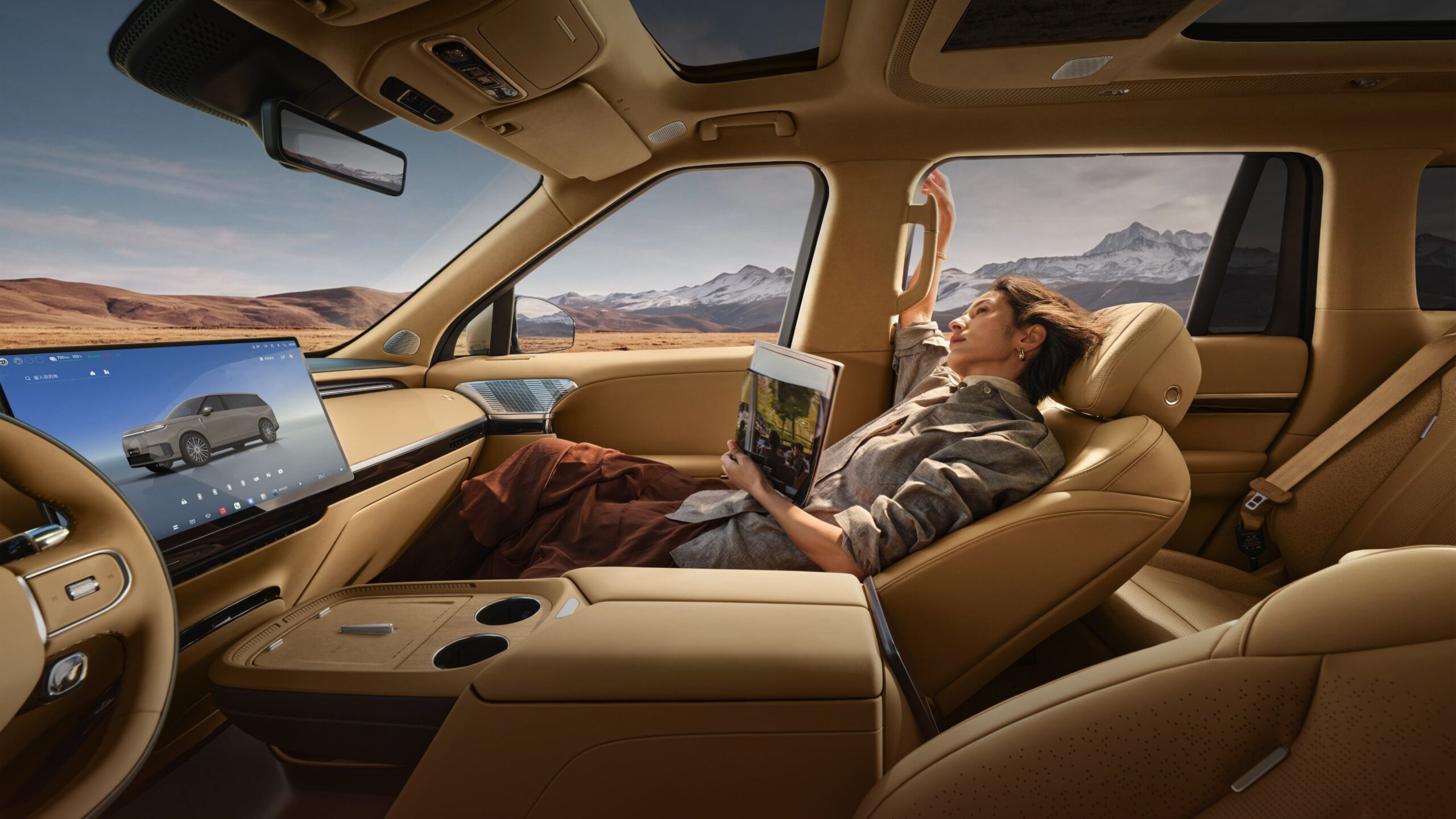 XPENG GX front passenger zero-gravity lounge seat