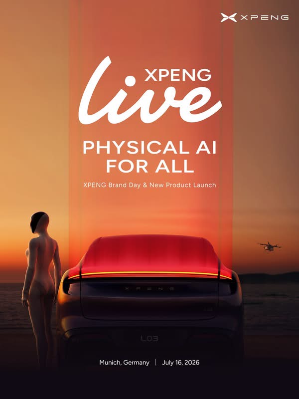 XPENG Brand Day poster - Physical AI for All, Munich, 16 July 2026