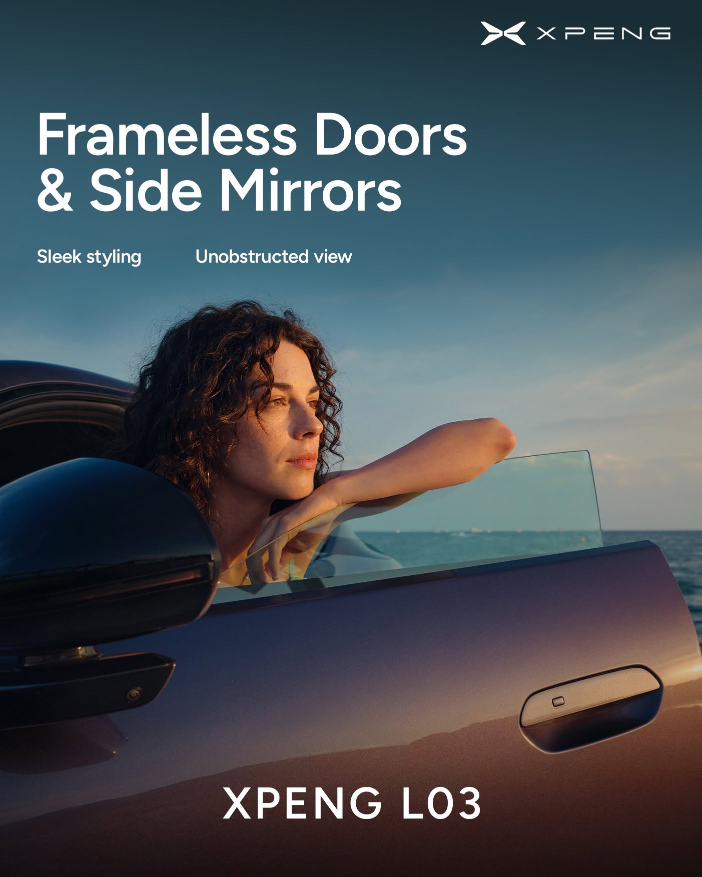 XPENG L03 frameless doors and side mirrors