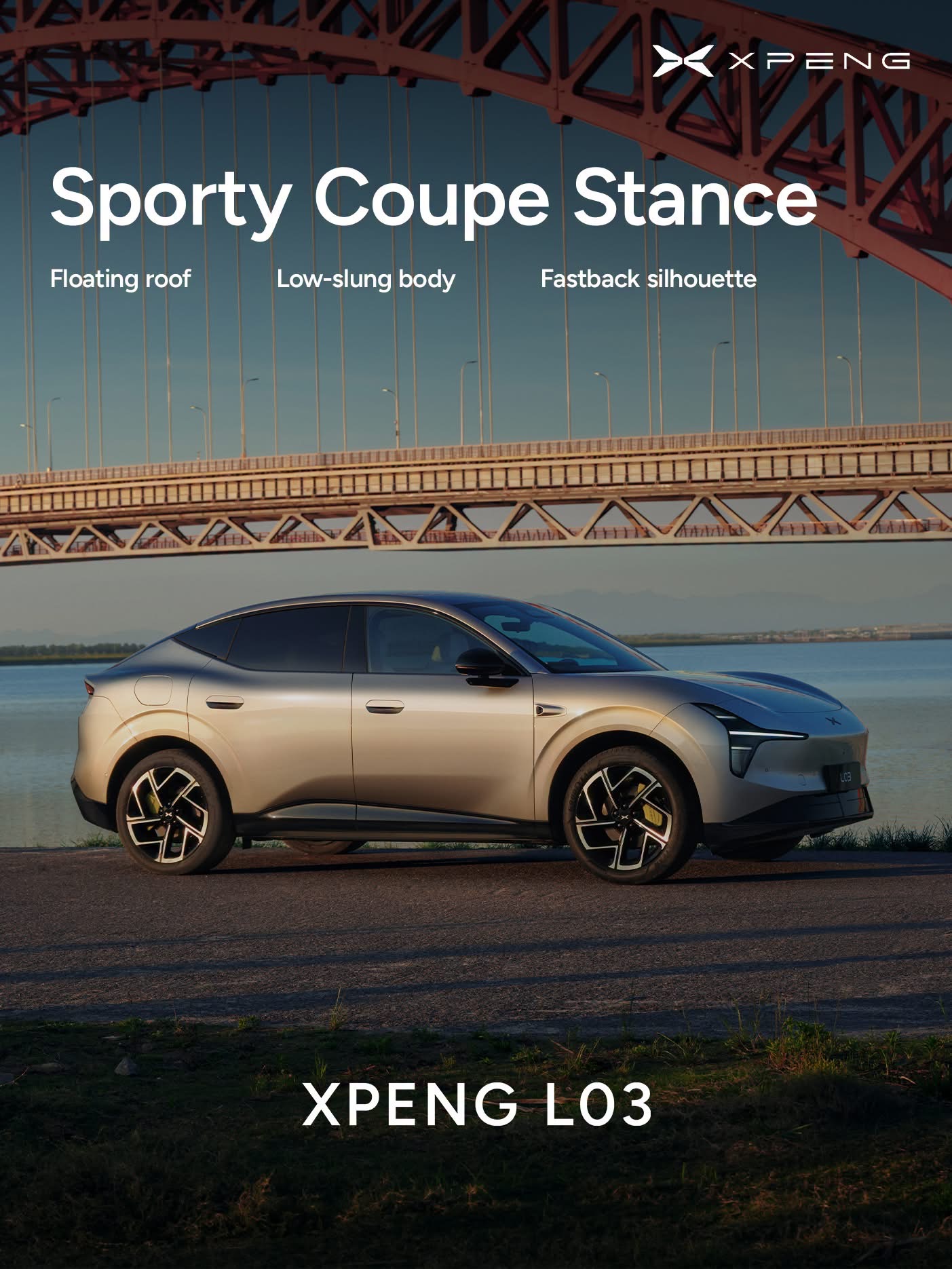 XPENG L03 sporty coupe stance - fastback SUV profile