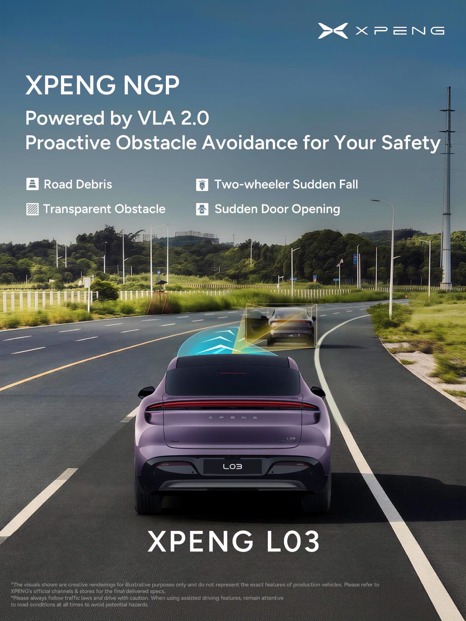 XPENG L03 NGP VLA proactive obstacle avoidance