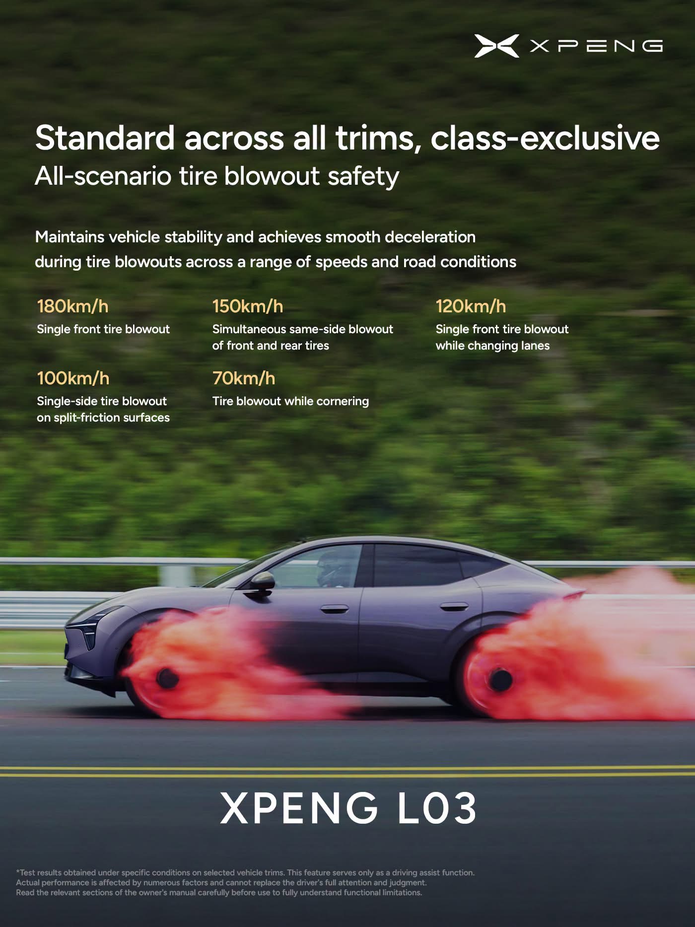 XPENG L03 full-scenario tire blowout stability control
