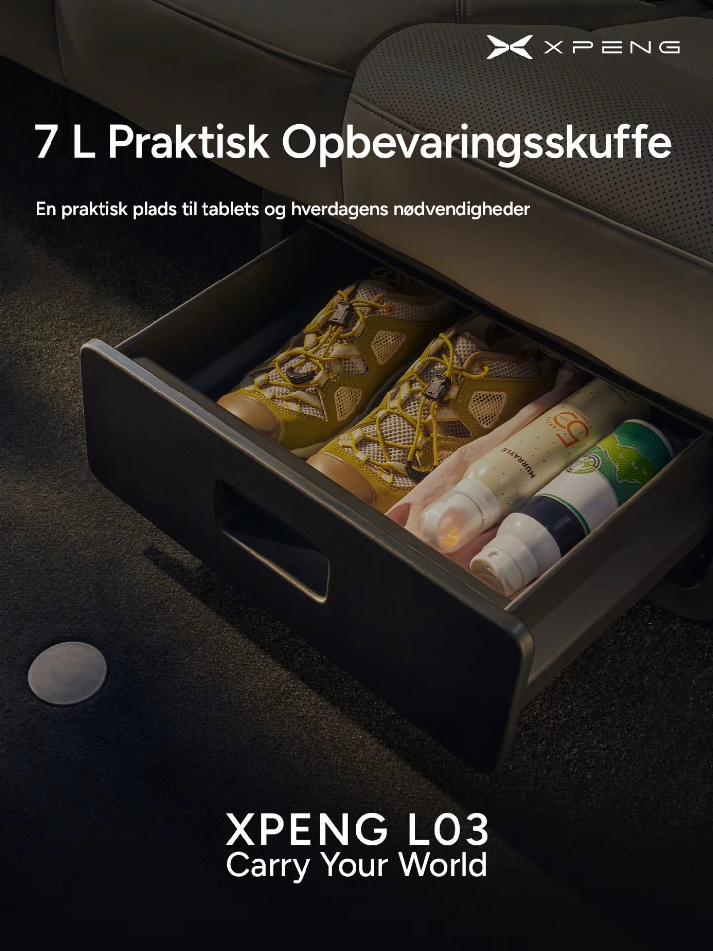 XPENG L03 7 L opbevaringsskuffe under bagsædet