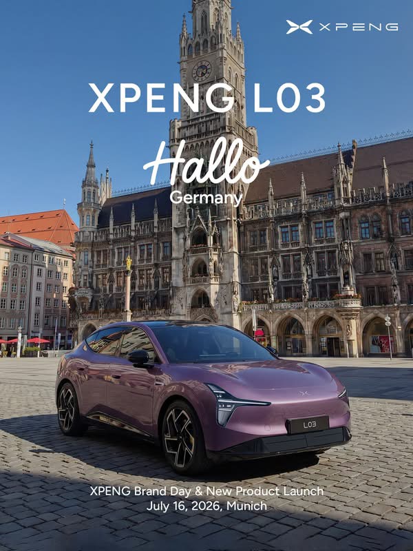 XPENG L03 at Marienplatz, Munich - Hallo Germany launch teaser