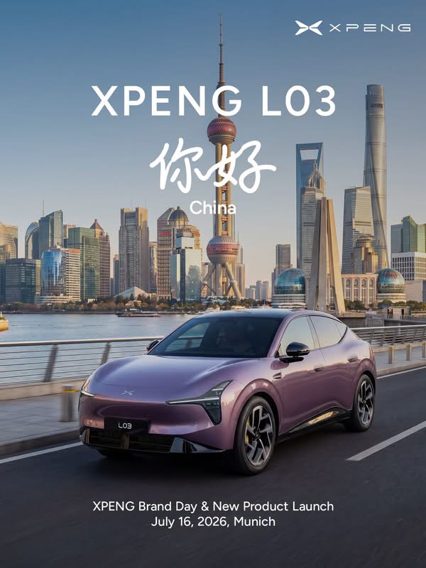 XPENG L03 on the Bund, Shanghai - Hello China launch teaser