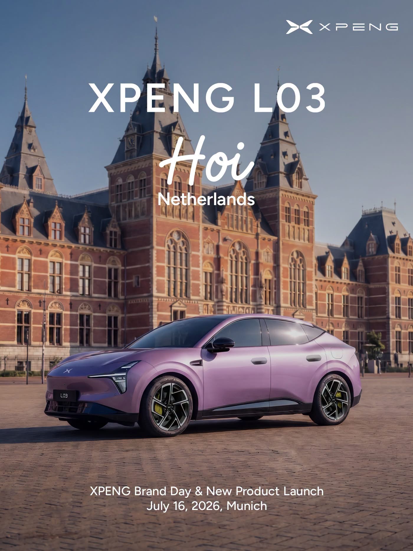 XPENG L03 at the Rijksmuseum, Amsterdam - Hoi Netherlands launch teaser