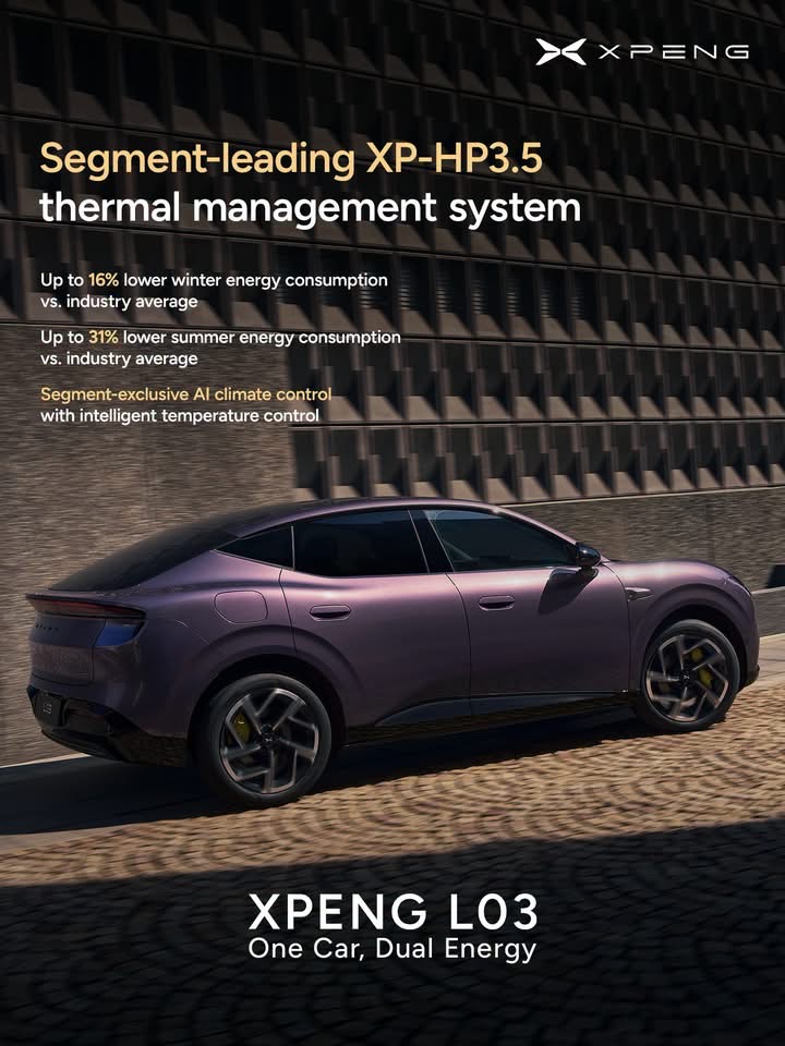 XPENG L03 XP-HP3.5 thermal management - lower winter and summer energy use