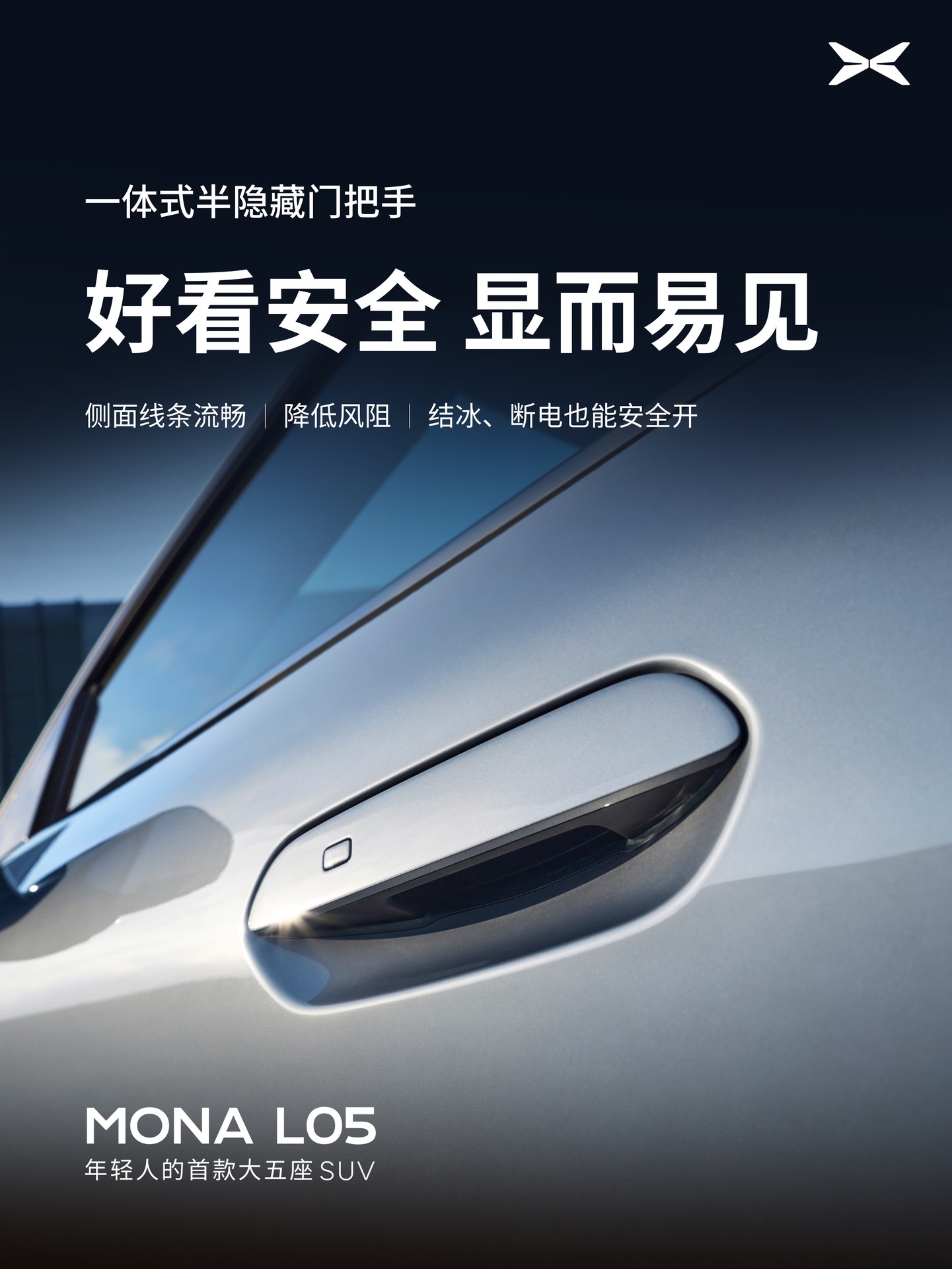 Semi-concealed door handles