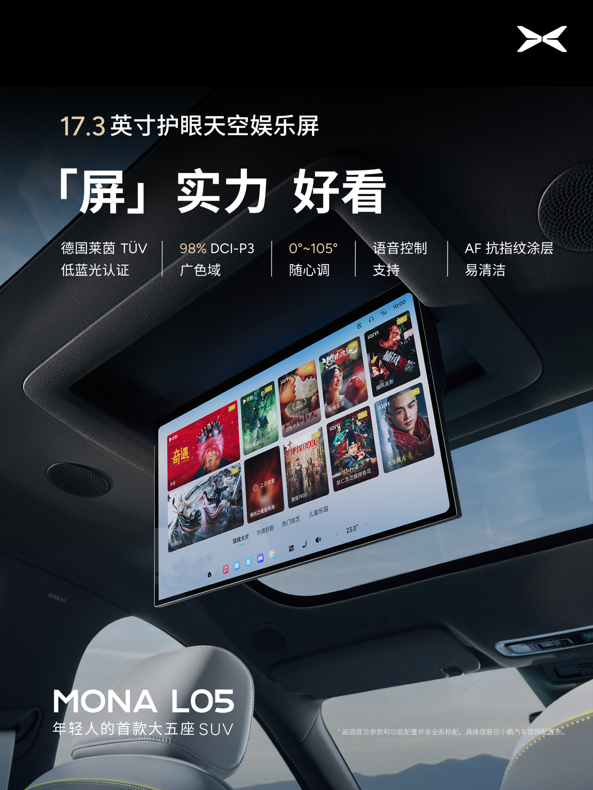 17.3-inch roof-mounted rear entertainment screen