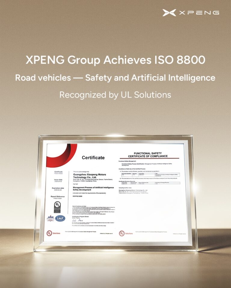 XPENG Australia page still for the ISO 8800 AI-safety certification