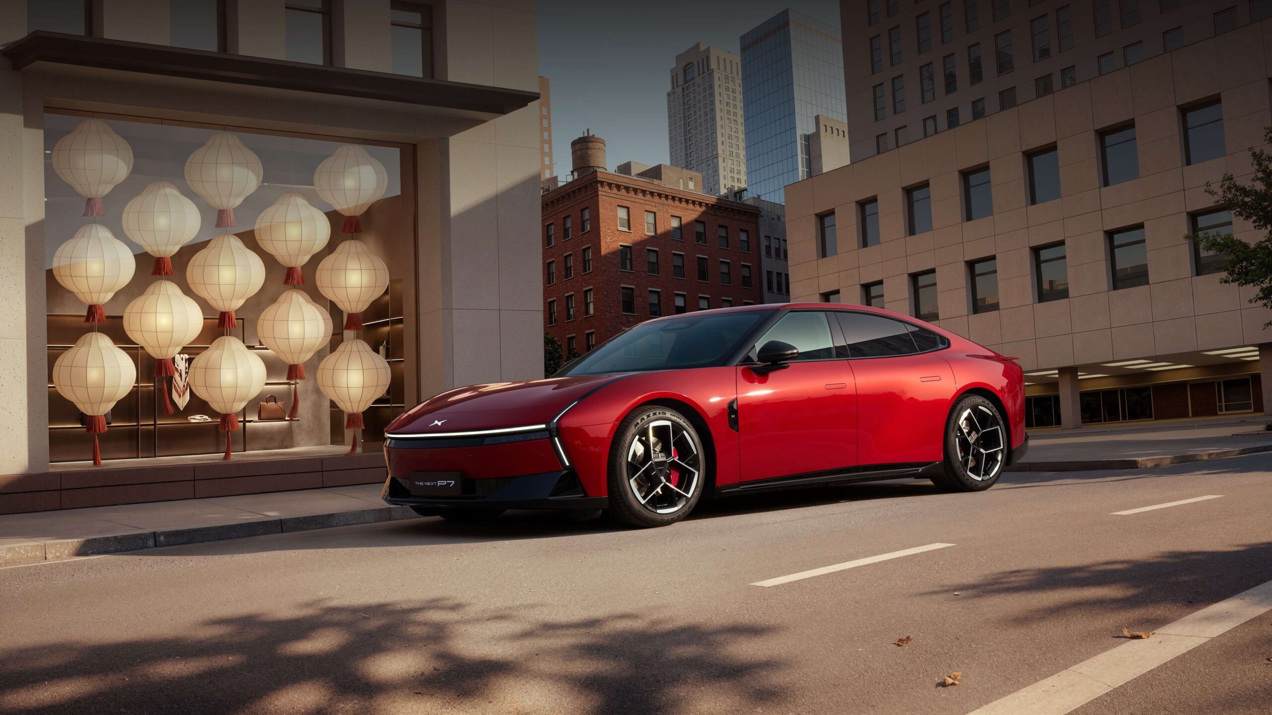 XPENG New P7 studio view of the liftback body