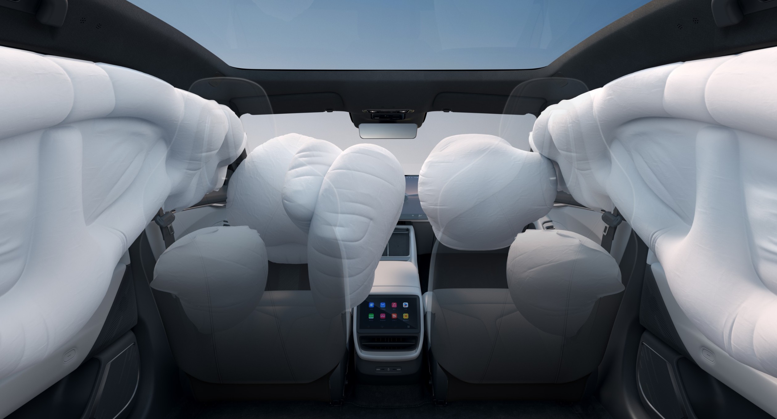 XPENG New P7 airbag layout - seven airbags as standard
