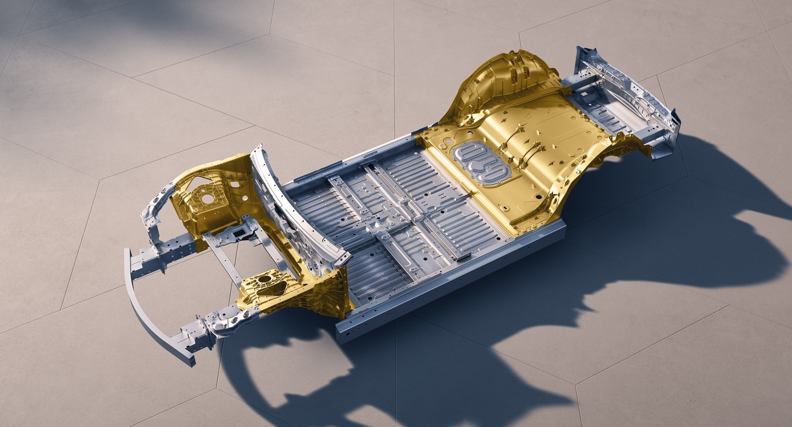 XPENG New P7 body with 16000T single-piece castings and 2000 MPa hot-formed steel