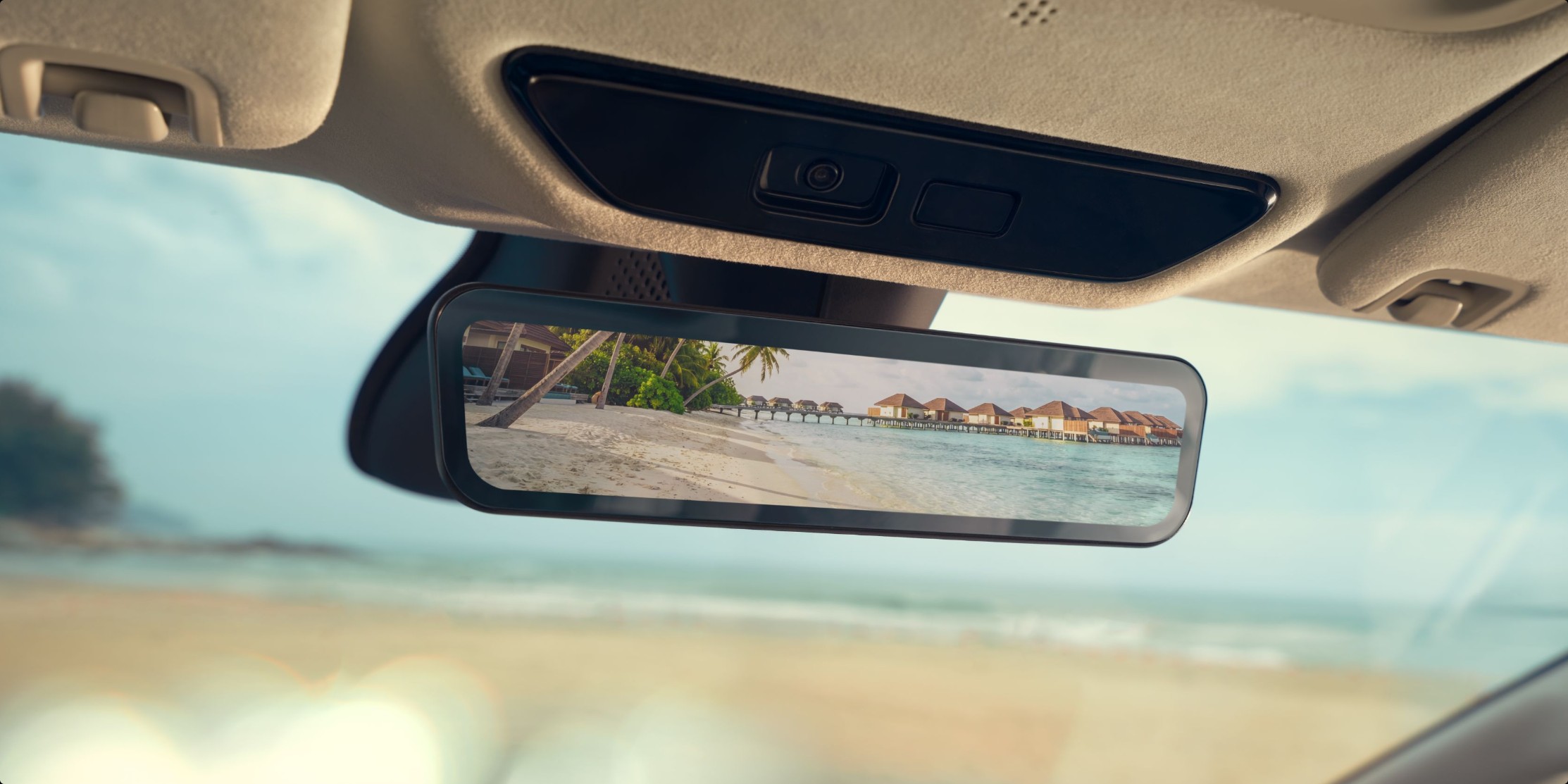 XPENG X9 camera interior mirror showing the view behind