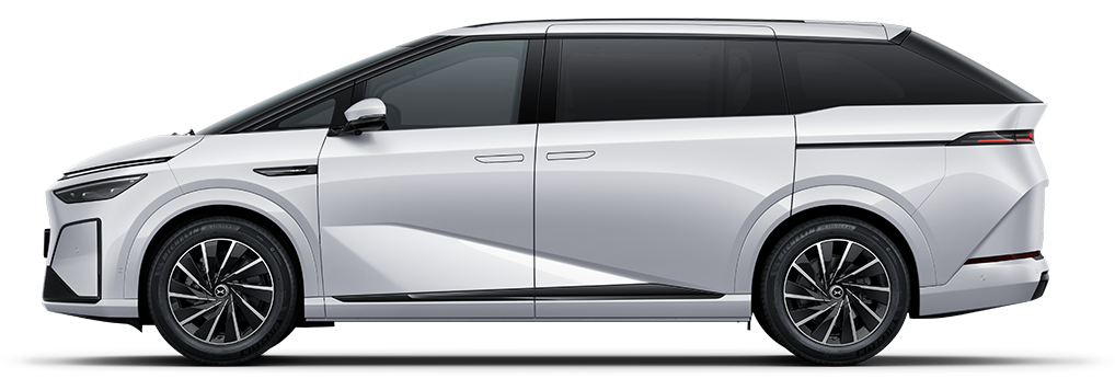 XPENG X9 studio side view in Arctic White