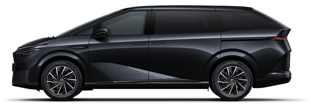 XPENG X9 studio side view in Midnight Black
