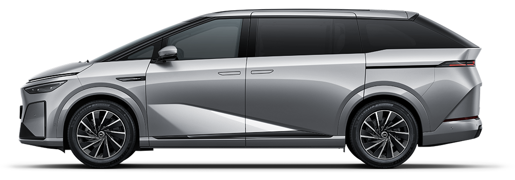 XPENG X9 studio side view in Silver Frost