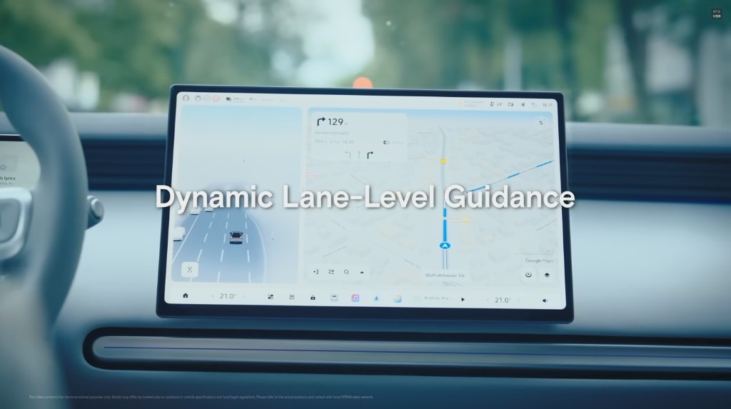 XPENG dynamic lane-level guidance with Google Maps